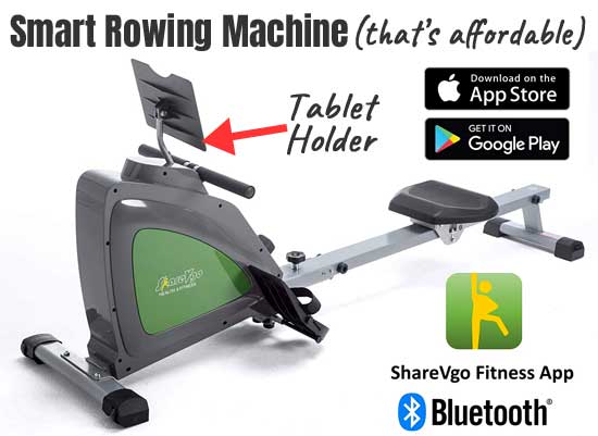 Affordable Smart Rowing Machine with Bluetooth and Free Downloadable Fitness App
