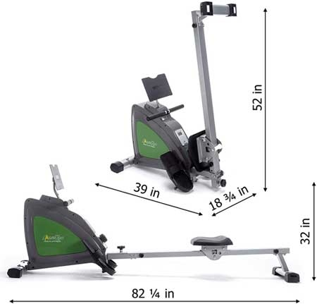 Smart Rower Dimensions Upright and Folded for Storage
