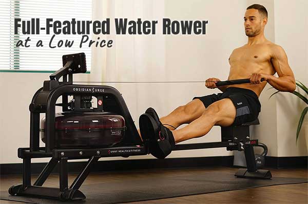 Sunny Health and Fitness Obsidian Surge Water Rower - Lots of Features at a Low Price