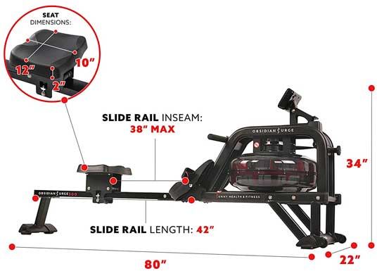 Sunny Water Rower Dimensions