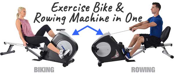 Stamina Recumbent Bike Rower - 2 Fitness Machines in One for Home Workouts