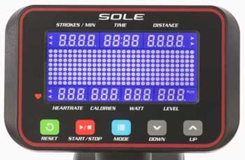 LCD Display Monitor on Sole Indoor Rower Tracks Speed, Distance, Time, Watts, Strokes, Calories Burned