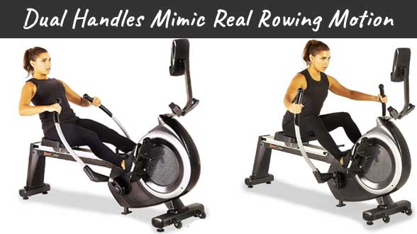 Dual Handle Rowing Machine Mimics Real Rowing Motion for At-Home Workouts