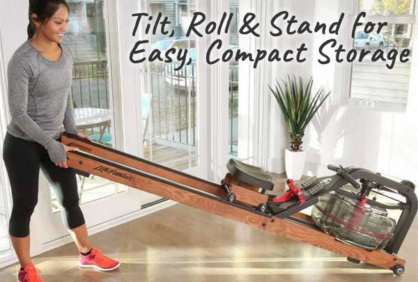 Rowing Machine Easy Storage - Just Tilt, Roll and Stand